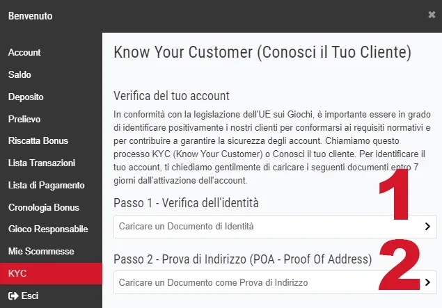 Verifica del conto
