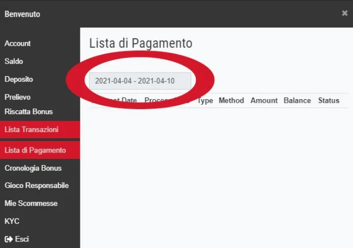lista di pagamenti
